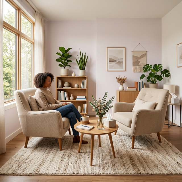 Ambiente acolhedor de terapia